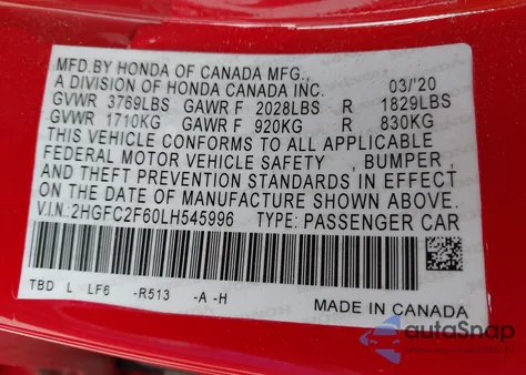 2020 Honda Civic Lx from USA, damaged, VIN 2HGFC2F60LH545996